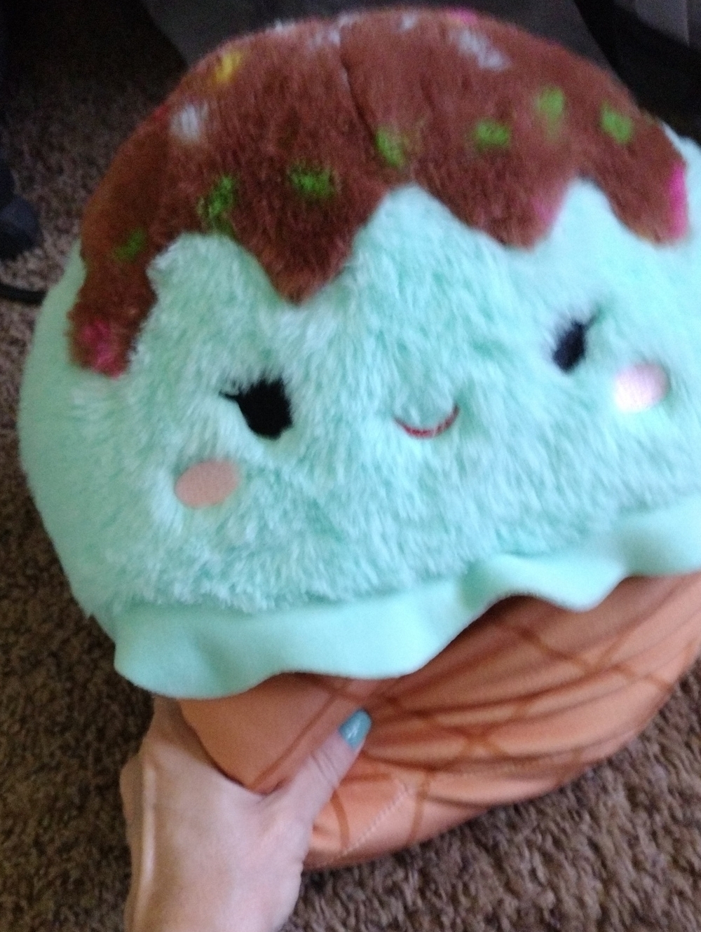 Squishmallows Mint Green & Brown Ice Cream Plush Bag